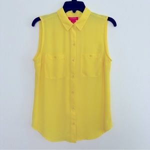 Catherine Malandrino semi-sheer yellow sleeveless top